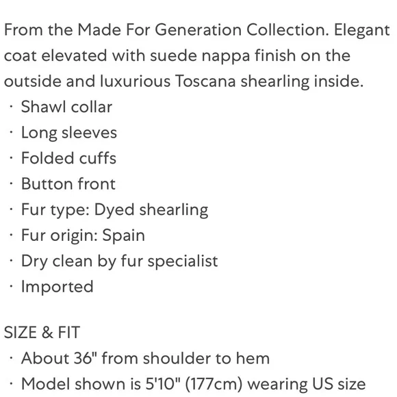 WOLFIE FURS NAPPA SUEDE AND TOSCANA SHEARLING FUR COAT IN CREAM COLLAR/CUFFS US6 - Picture 3 of 15